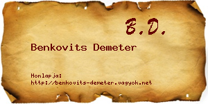 Benkovits Demeter névjegykártya